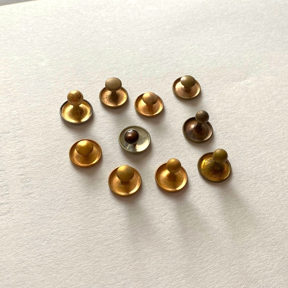 Antique Shirt Button Stud Lot of 10, Brass/Silver Plated